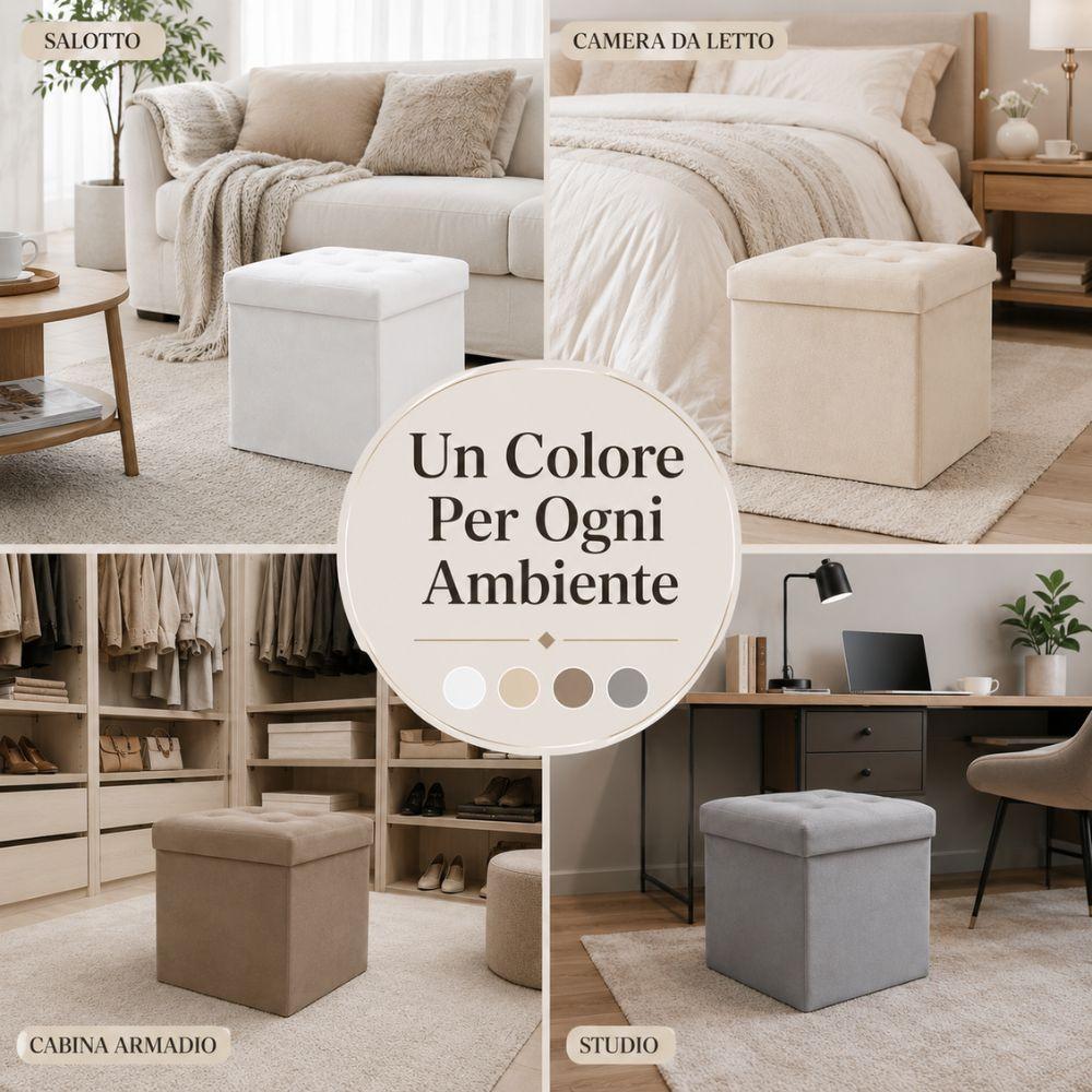 pouf contenitore in velluto trapuntato 38x38x38 cm - foto 3 pouf contenitore in velluto trapuntato 38x38x38 cm - foto 3