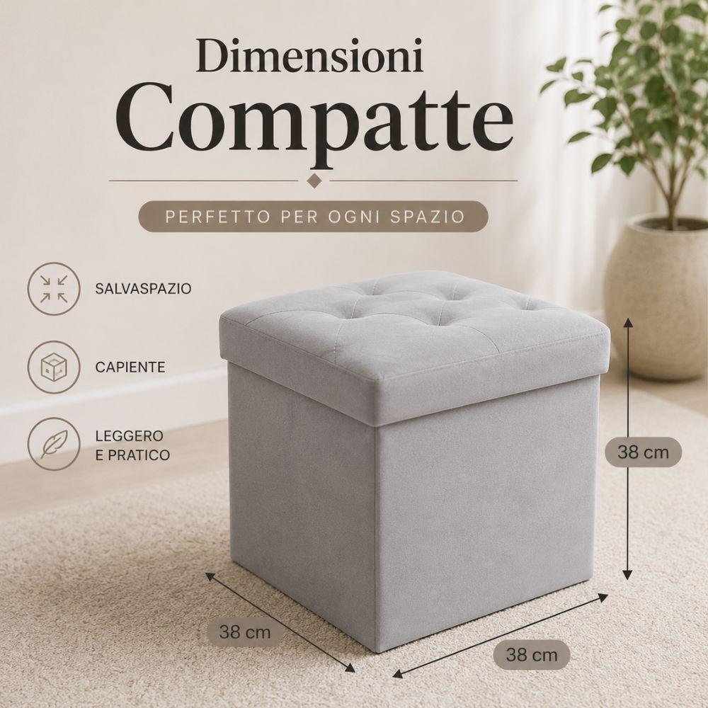 pouf contenitore in velluto trapuntato 38x38x38 cm - foto 4 pouf contenitore in velluto trapuntato 38x38x38 cm - foto 4