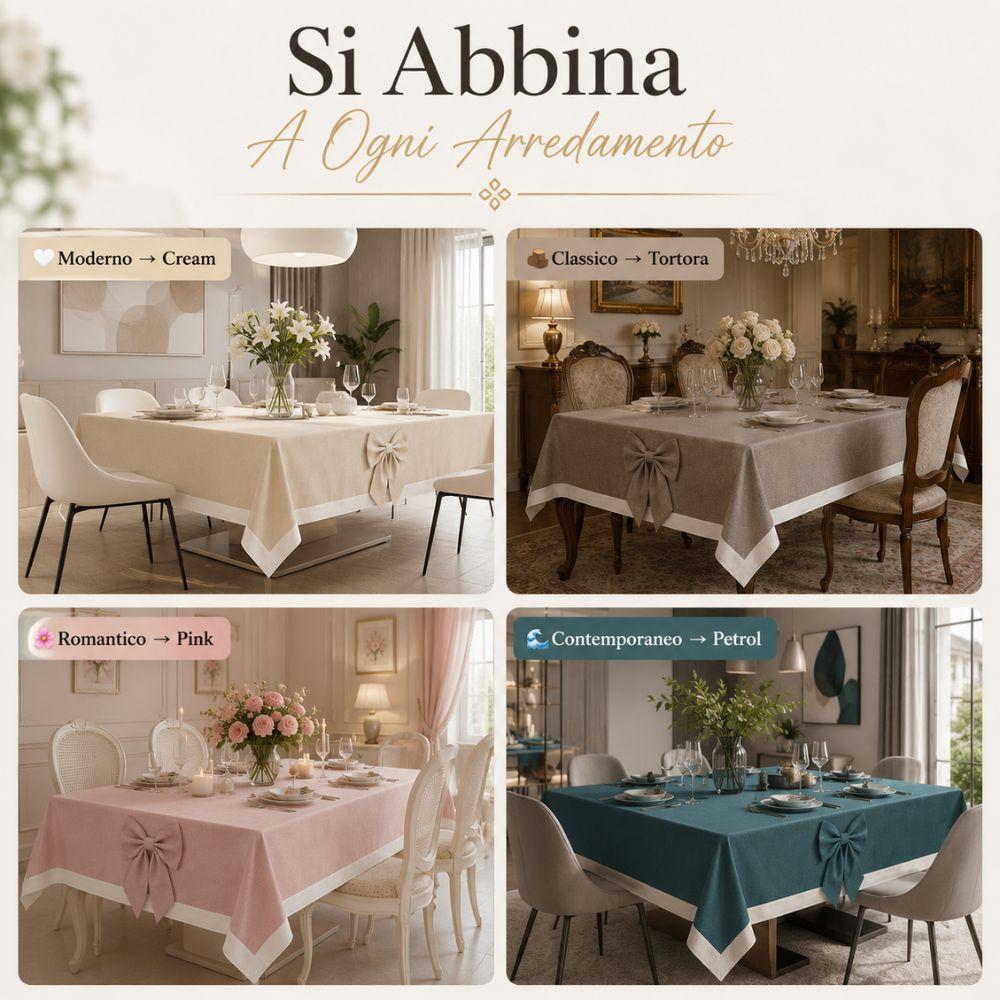  tovaglia elegante con fiocco decorativo per tavolo 6 o 12 persone - foto 3