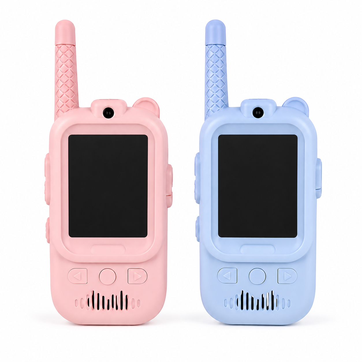  walkie talkie ricaricabile con schermo comunicazione bidirezionale portata fino a 300 metri celeste rosa - foto 1