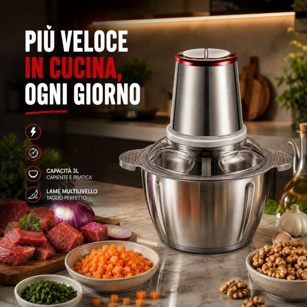  tritacarne elettrico con ciotola in acciaio da 3 litri - foto 4