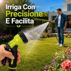 Pistola multigetto per irrigazione con kit raccordi regolabile per giardino