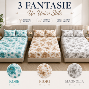 Completo letto matrimoniale 3 pezzi in microfibra lenzuolo sopra, lenzuolo sotto con angoli e coppia federe