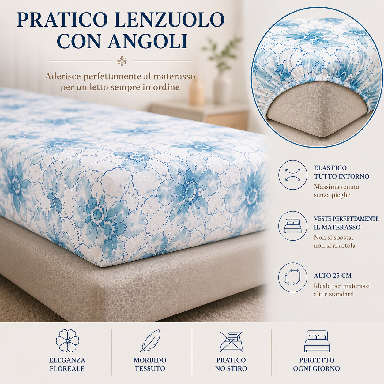  completo letto matrimoniale 3 pezzi in microfibra lenzuolo sopra, lenzuolo sotto con angoli e coppia federe - foto 4