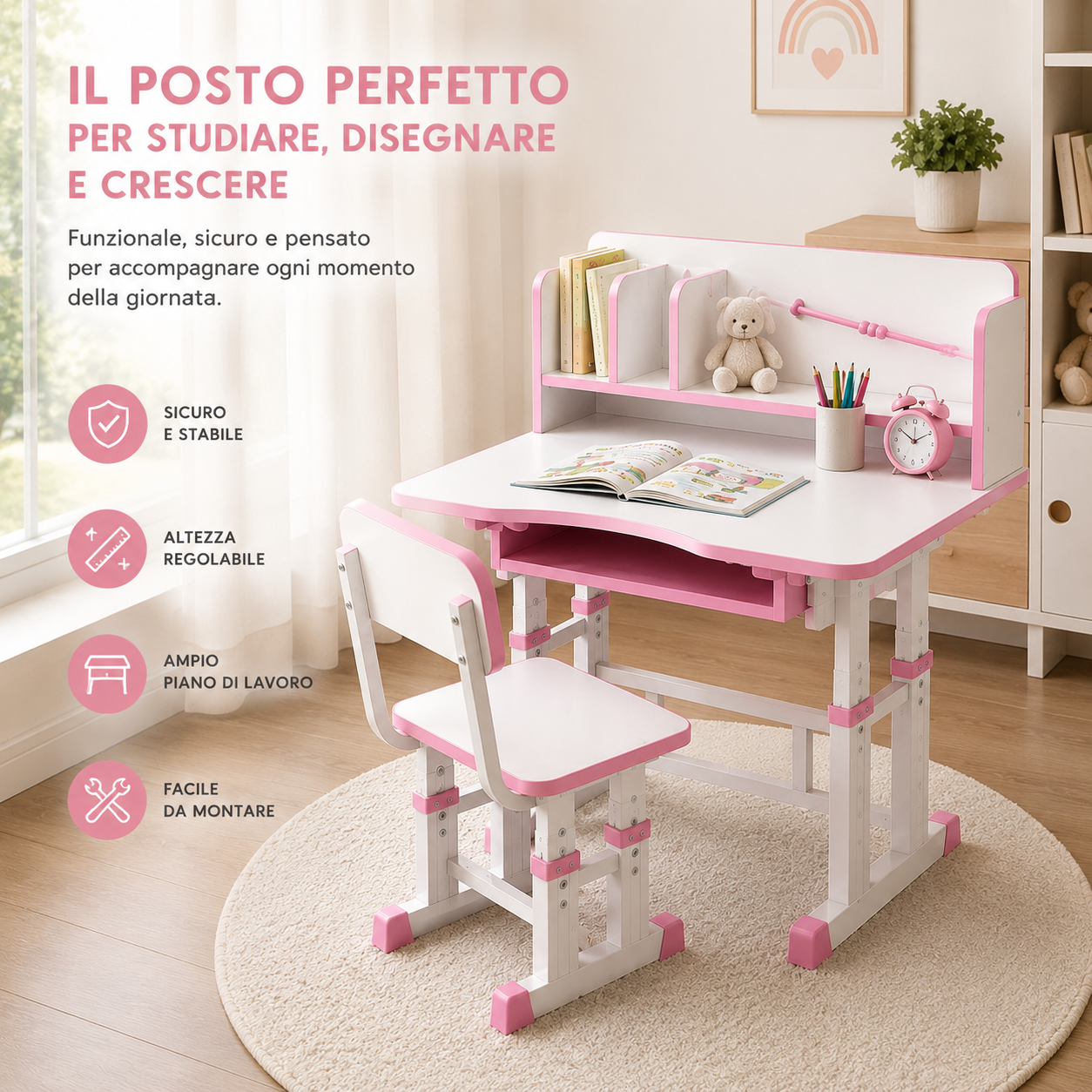 scrivania regolabile con sedia e libreria integrata - foto 5 scrivania regolabile con sedia e libreria integrata - foto 5