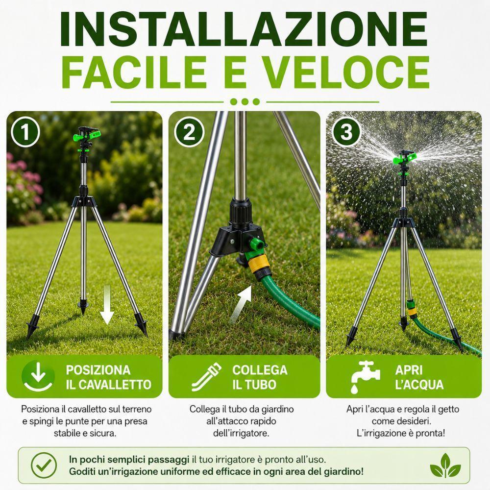  irrigatore a cavalletto in acciaio con getto rotante regolabile per giardino - foto 3