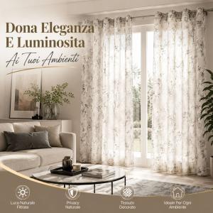 Coppia di tende vernon con anelli fantasia floreale 280x290 cm