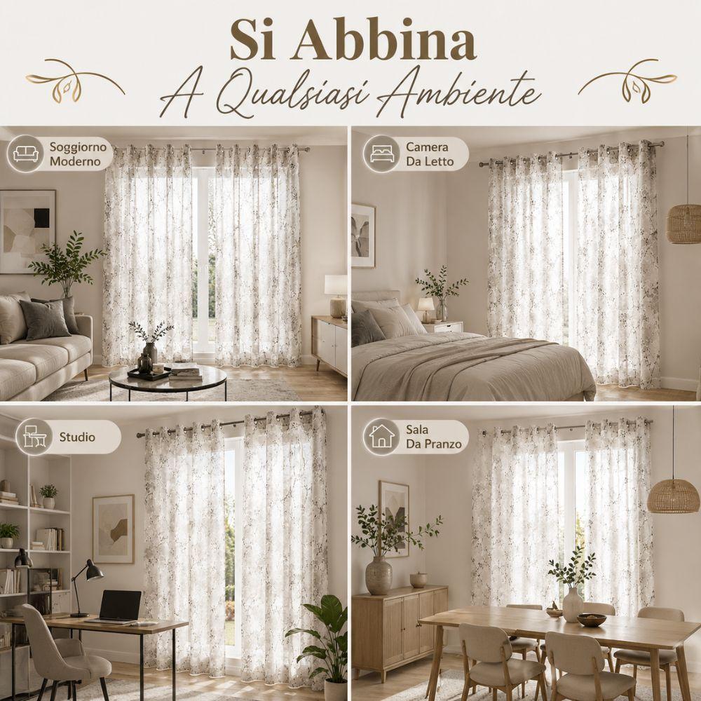 coppia di tende vernon con anelli fantasia floreale 280x290 cm - foto 3 coppia di tende vernon con anelli fantasia floreale 280x290 cm - foto 3