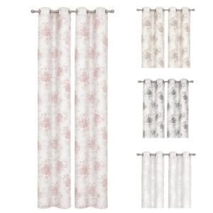Coppia tende fantasia floreale con 8 anelli 280x290 cm