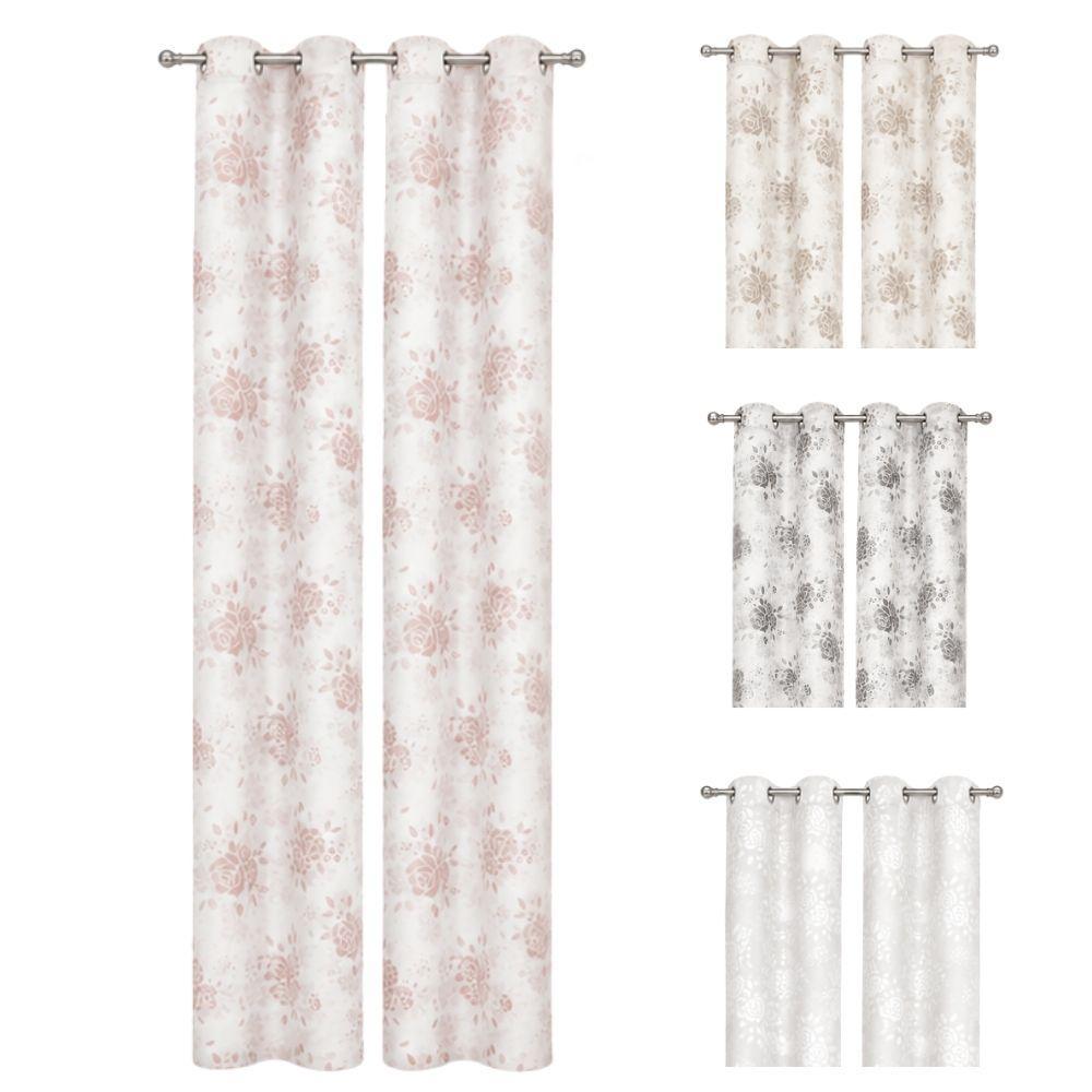 coppia tende fantasia floreale con 8 anelli 280x290 cm - foto 1 coppia tende fantasia floreale con 8 anelli 280x290 cm - foto 1