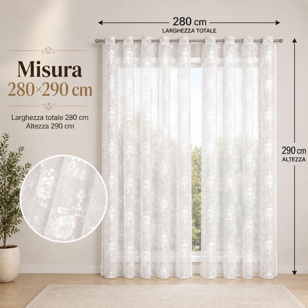 coppia tende fantasia floreale con 8 anelli 280x290 cm - foto 3 coppia tende fantasia floreale con 8 anelli 280x290 cm - foto 3