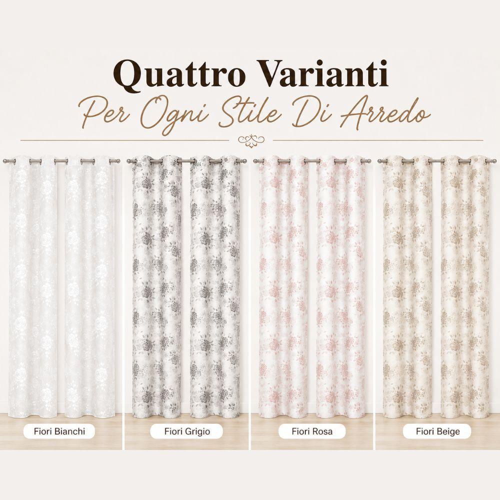 coppia tende fantasia floreale con 8 anelli 280x290 cm - foto 4 coppia tende fantasia floreale con 8 anelli 280x290 cm - foto 4
