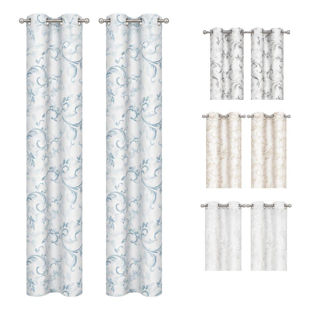coppia tende fantasia foglie con 8 anelli 280x290 cm - foto 1 coppia tende fantasia foglie con 8 anelli 280x290 cm - foto 1