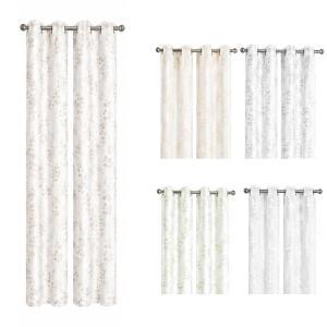 Coppia tende semitrasparenti 140x290 cm con 8 anelli fantasia foglie