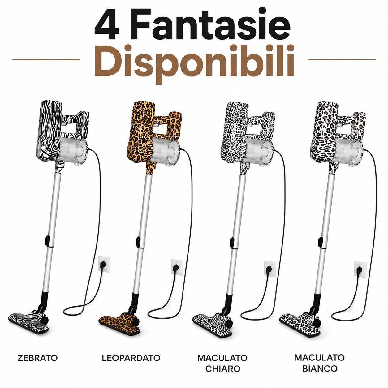 Aspirapolvere 4 varianti: Zebrato, Leopardato, Maculato Chiaro, Maculato Bianco