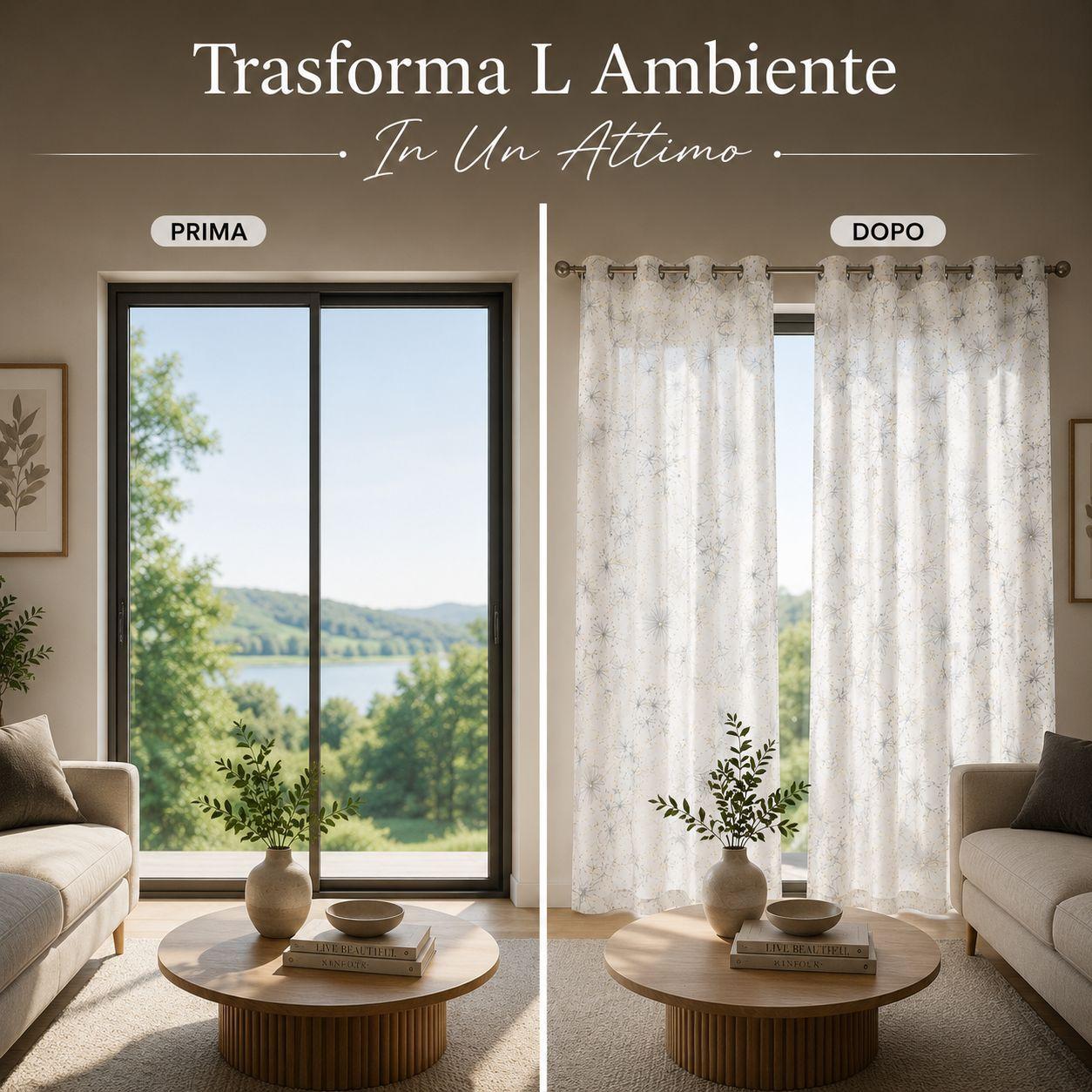 coppia tende fantasie floreali moderne 280 x 290 cm con anelli - foto 5 coppia tende fantasie floreali moderne 280 x 290 cm con anelli - foto 5