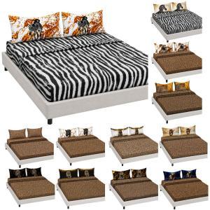 Completo letto matrimoniale fantasia animalier 3 pezzi