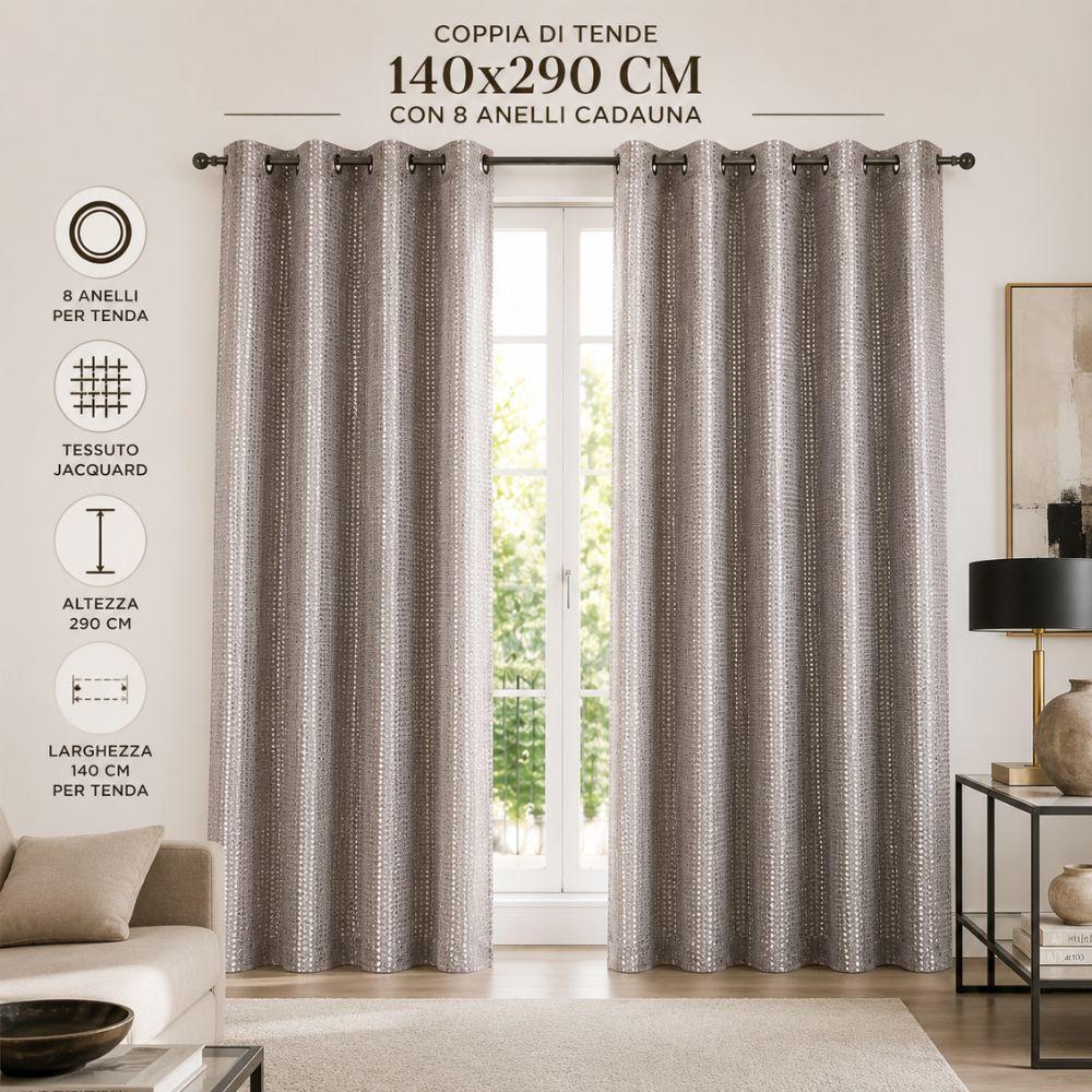 coppia tende 140x290 cm con 8 anelli, eleganti e pronte da appendere - foto 2 coppia tende 140x290 cm con 8 anelli, eleganti e pronte da appendere - foto 2