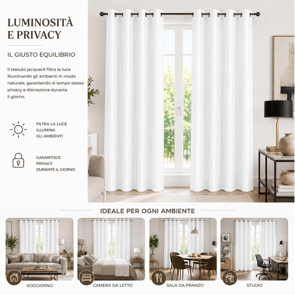coppia tende 140x290 cm con 8 anelli, eleganti e pronte da appendere - foto 5 coppia tende 140x290 cm con 8 anelli, eleganti e pronte da appendere - foto 5