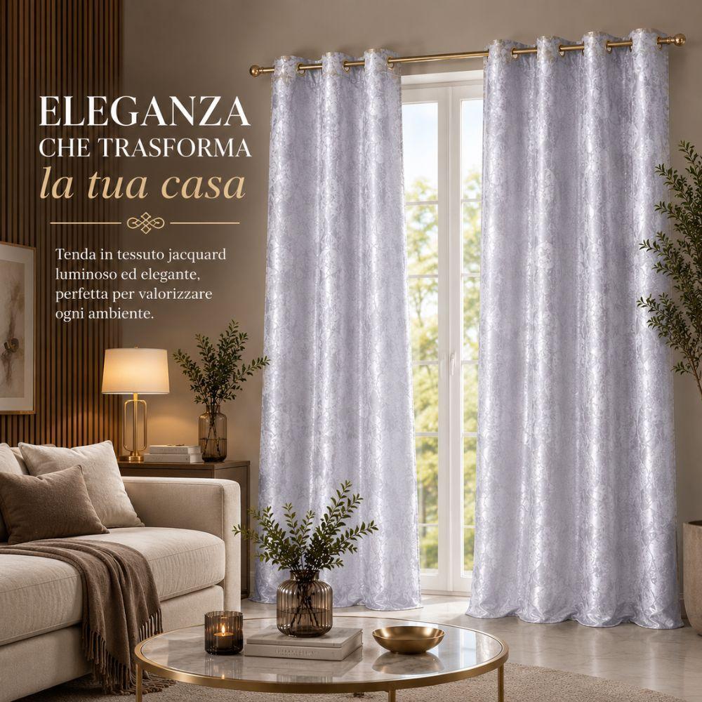 coppia di tende jacquard eleganti con anelli 140x290 cm - foto 2 coppia di tende jacquard eleganti con anelli 140x290 cm - foto 2