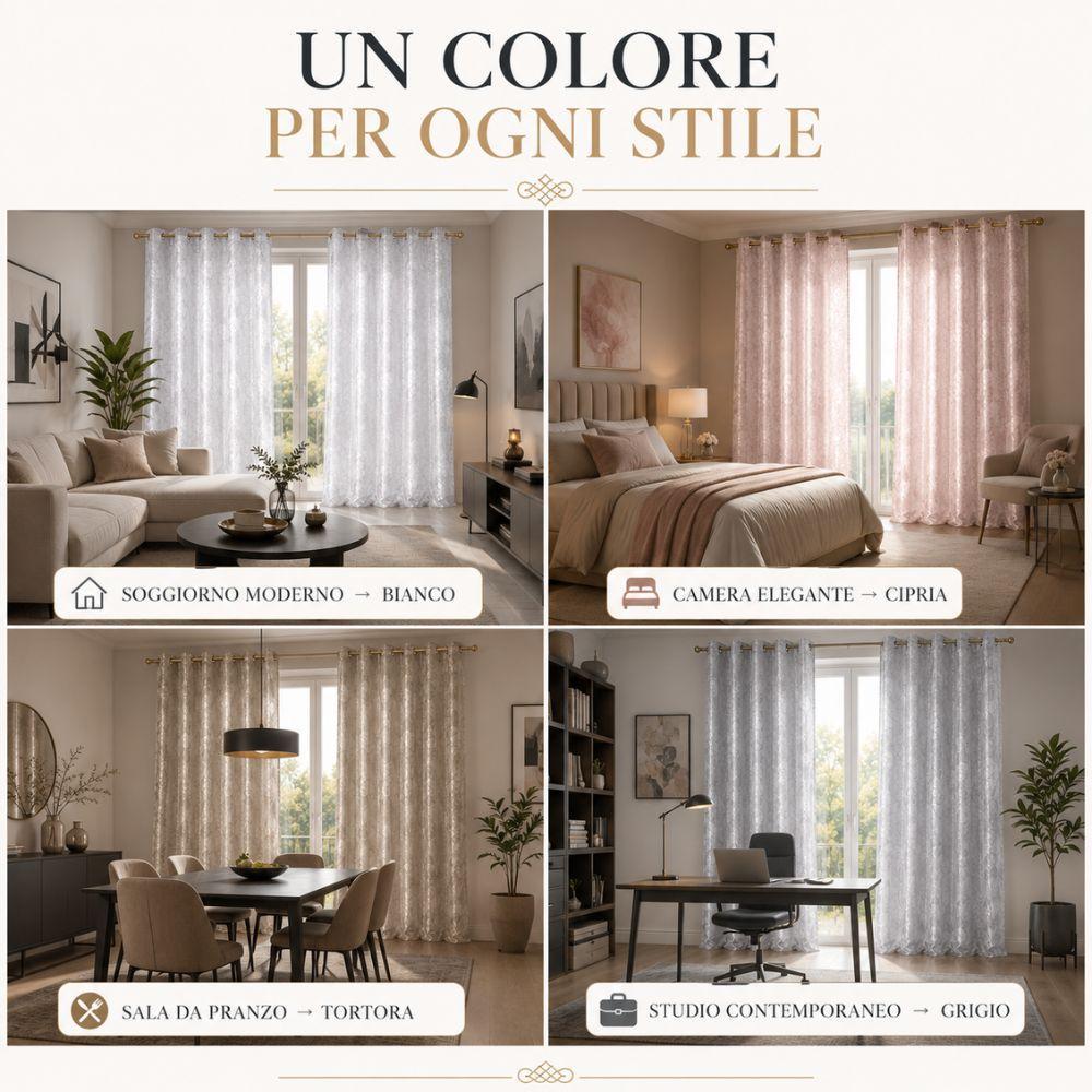 coppia di tende jacquard eleganti con anelli 140x290 cm - foto 3 coppia di tende jacquard eleganti con anelli 140x290 cm - foto 3
