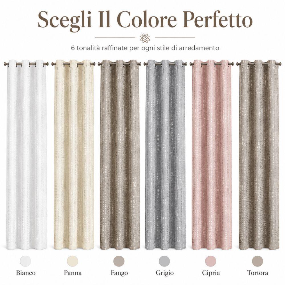 coppia tende effetto lino jacquard con anelli 140x290 cm - foto 4 coppia tende effetto lino jacquard con anelli 140x290 cm - foto 4
