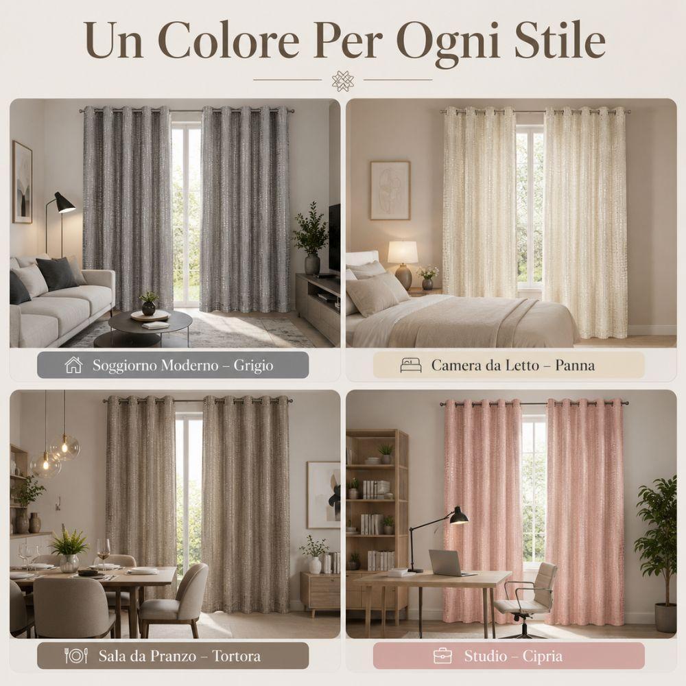 coppia tende effetto lino jacquard con anelli 140x290 cm - foto 5 coppia tende effetto lino jacquard con anelli 140x290 cm - foto 5