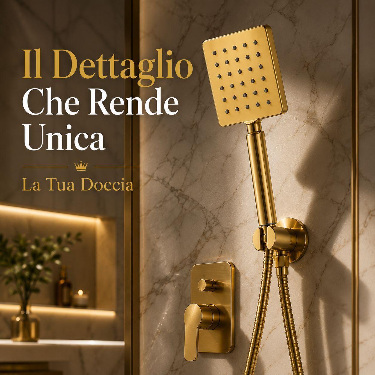 doccetta doccia quadrata oro 3 getti universale a risparmio idrico effetto pioggia massaggio - foto 5 Doccetta quadrata oro con tre getti: effetto pioggia e massaggio