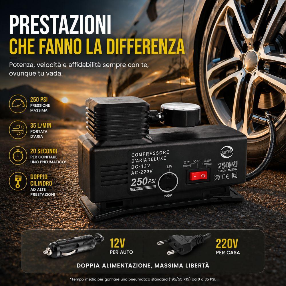 compressore d'aria portatile a doppio cilindro con manometro analogico - foto 4 compressore d'aria portatile a doppio cilindro con manometro analogico - foto 4