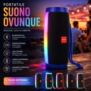 Cassa altoparlante bluetooth portatile con luci led rgb – speaker wireless ricaricabile