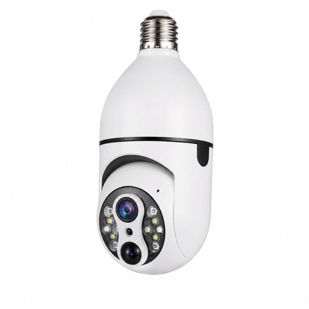 Telecamera WiFi lampadina bianca E27, obiettivo tonda con LED infrarossi