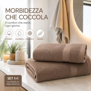 Set asciugamani in spugna 2 pezzi viso 50x100 cm ospite 40x60 cm morbidi e assorbenti