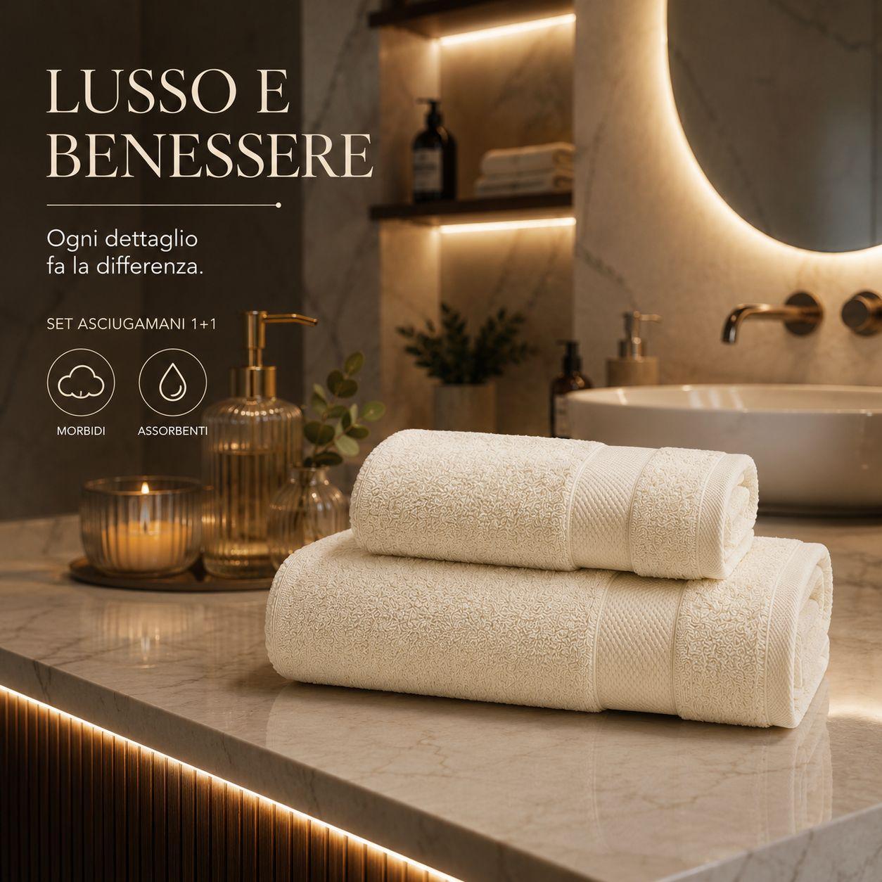 set asciugamani in spugna 2 pezzi viso 50x100 cm ospite 40x60 cm morbidi e assorbenti - foto 5 Set asciugamani in spugna morbidi e assorbenti con due pezzi viso e ospite