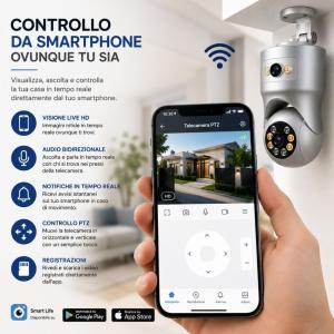 Telecamera wi-fi con visione notturna a colori audio bidirezionale e controllo da app