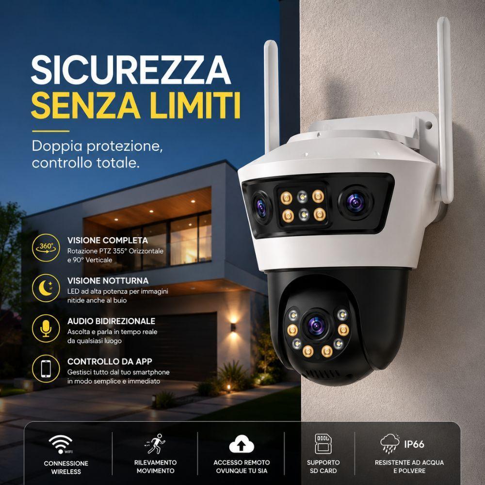telecamera wi-fi con visione notturna a colori audio bidirezionale e controllo da app - foto 3 Telecamere in configurazione di sorveglianza notturna, visione a colori con visibilitu00e0 in scarsa luminositu00e0