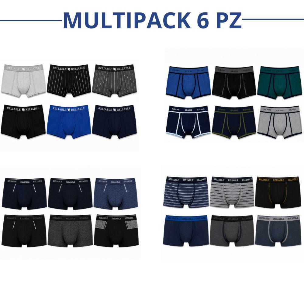 set boxer uomo multipack 6 pz comfort quotidiano - foto 1 Set di 6 boxer uomo in cotone con fantasie e colori assortiti