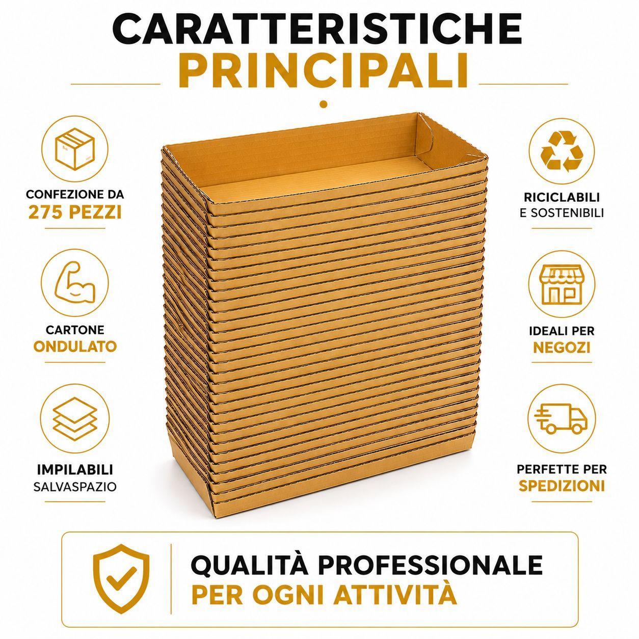  vaschette in cartone ondulato 17×9.5 cm per alimenti e ortofrutta  confezione - foto 1