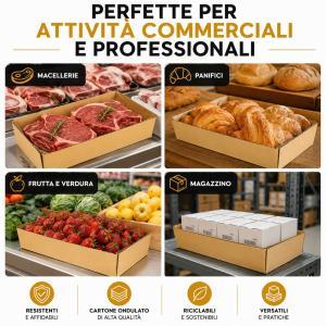 Vaschette in cartone ondulato 17×9.5 cm per alimenti e ortofrutta  confezione