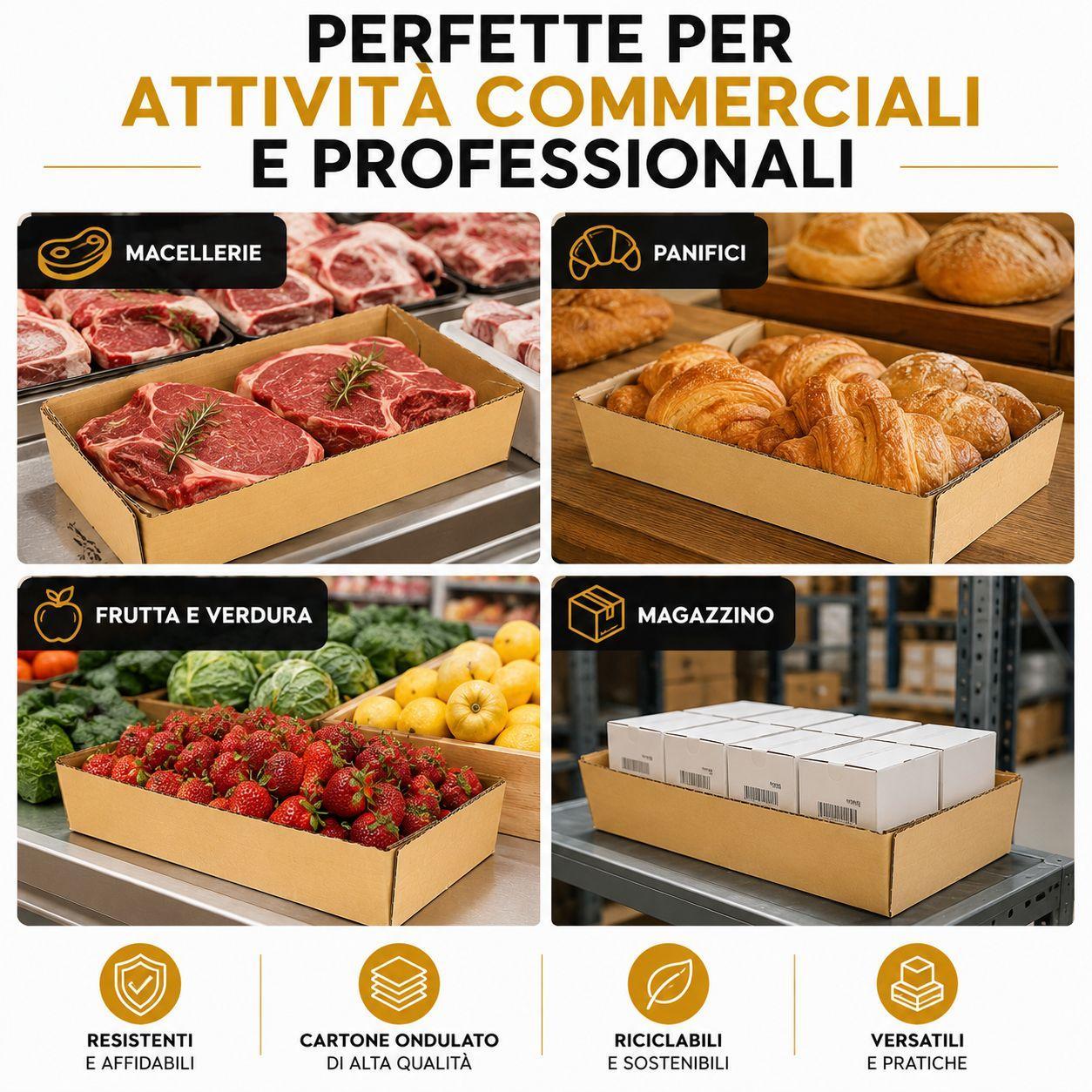  vaschette in cartone ondulato 17×9.5 cm per alimenti e ortofrutta  confezione - foto 2