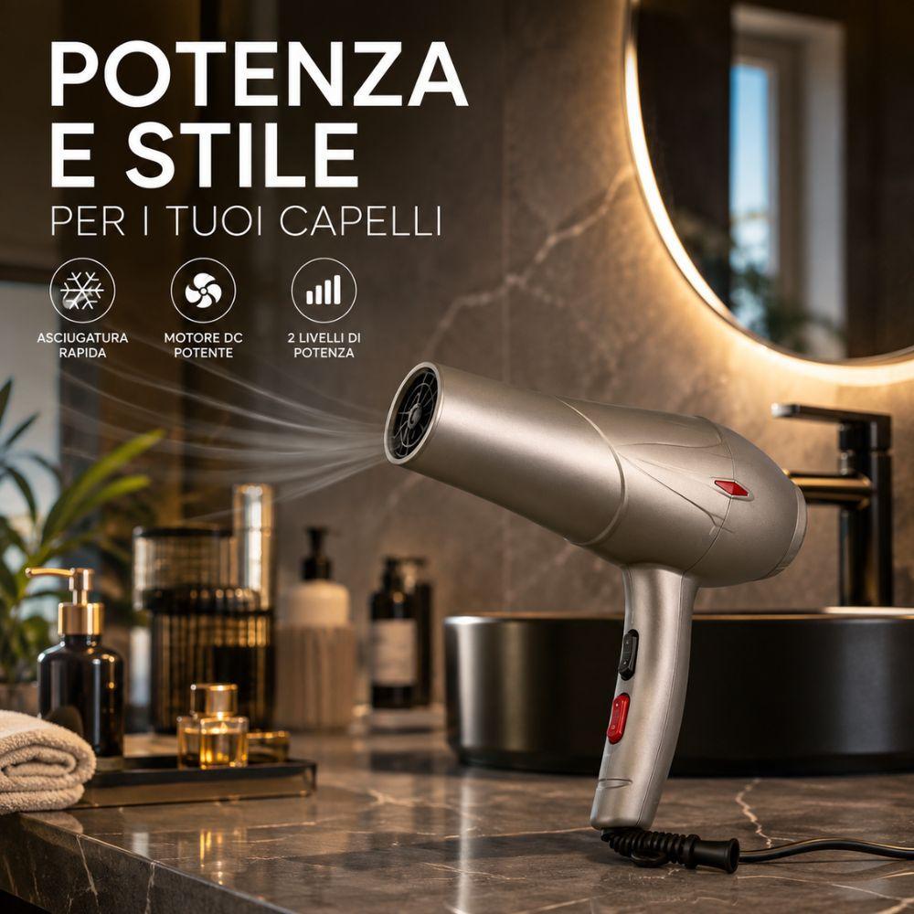  asciugacapelli professionale con motore dc 2 livelli di potenza e concentratore - foto 2