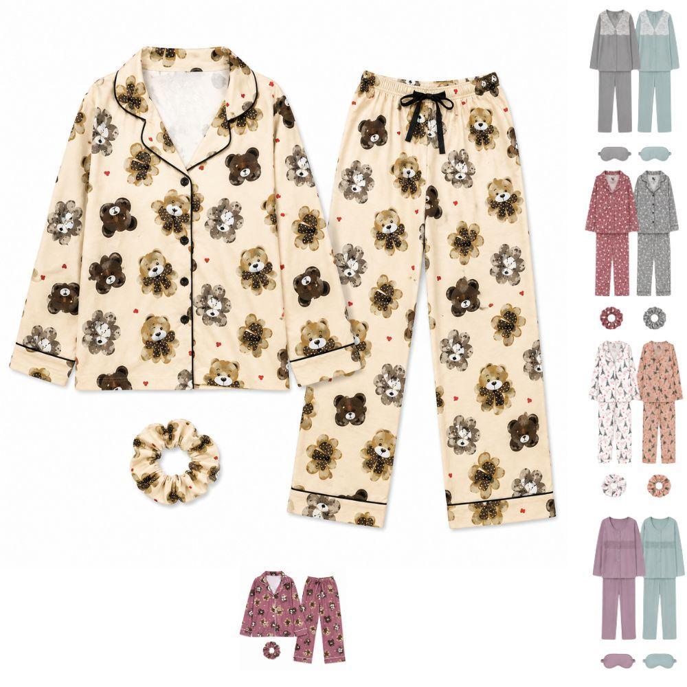  pigiama donna lungo 3 pezzi con accessorio coordinato maglia e pantalone - foto 1