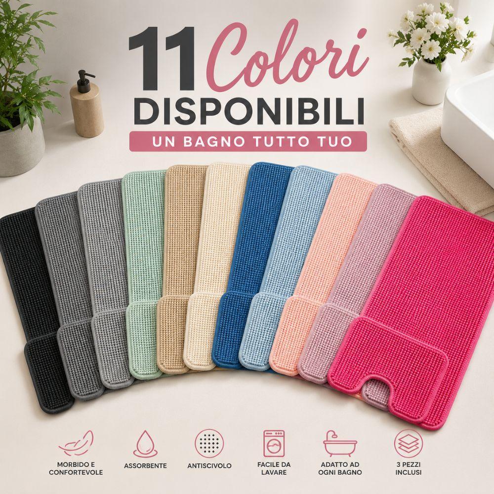  tris tappeti bagno in ciniglia 3 pezzi set tappeti morbidi - foto 2