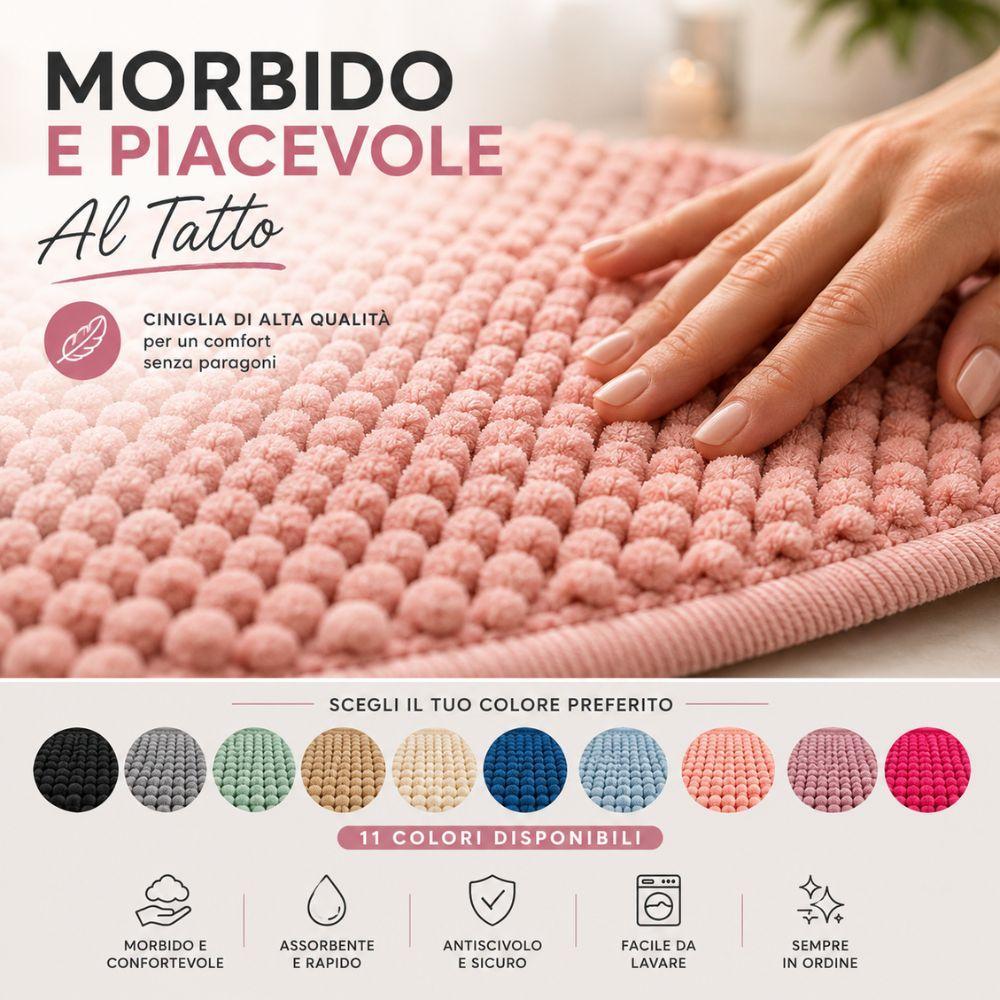  tris tappeti bagno in ciniglia 3 pezzi set tappeti morbidi - foto 4