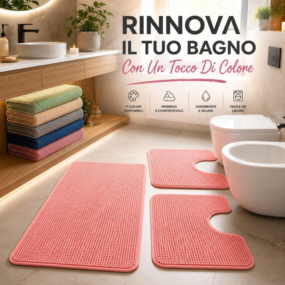  tris tappeti bagno in ciniglia 3 pezzi set tappeti morbidi - foto 5