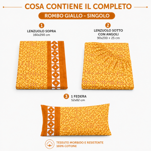 Completo letto singolo lenzuolo sopra sotto con angoli e federe