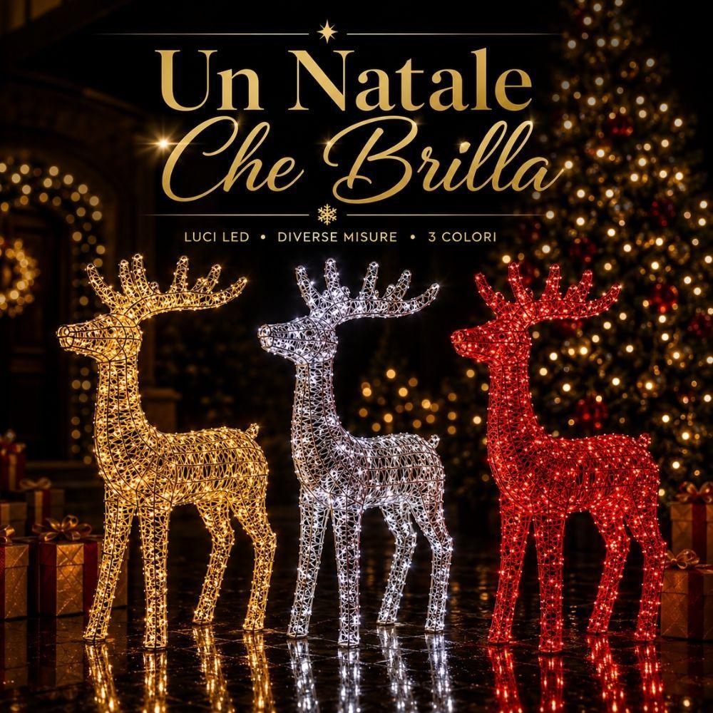  renna luminosa natalizia led 3d decorazione di natale in oro argento e rosso diverse misure - foto 3
