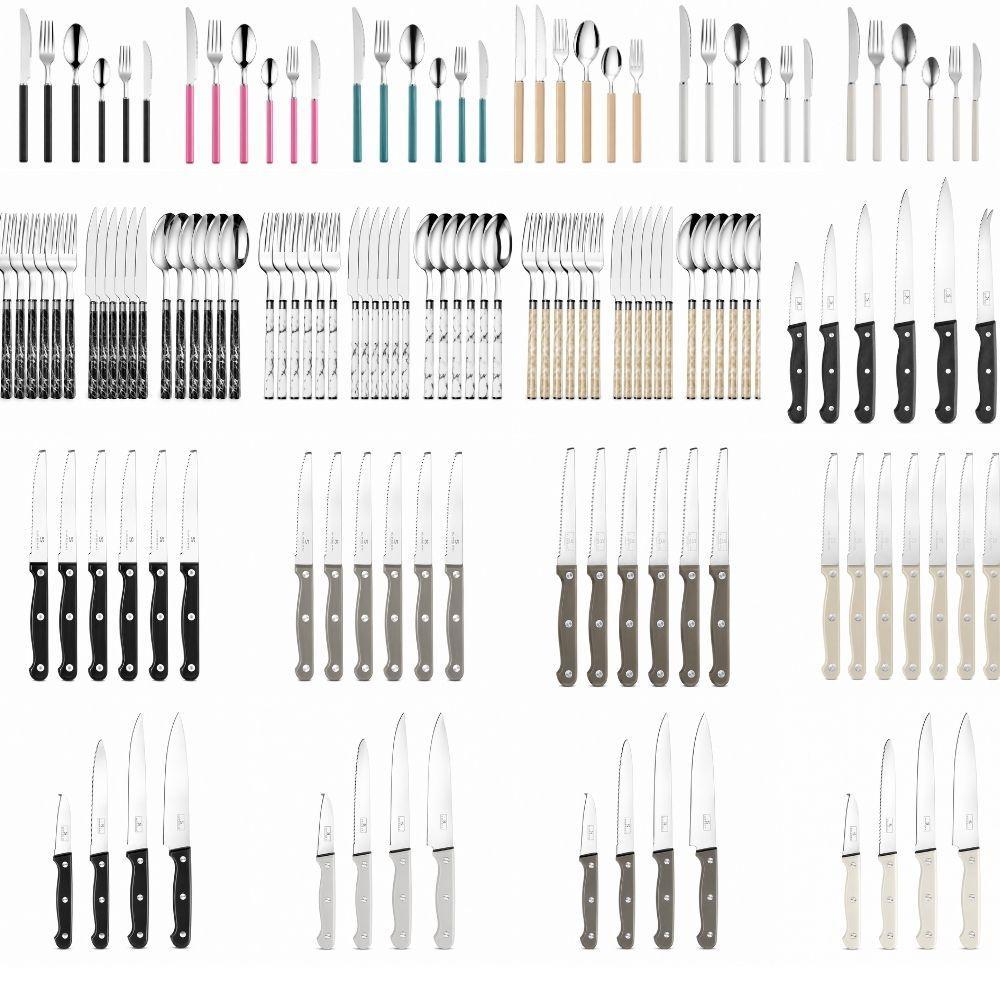  set posate e coltelli da tavola e cucina vari modelli e colori set 4, 6 e 18 pezzi con forchette, cucchiai e coltelli - foto 1