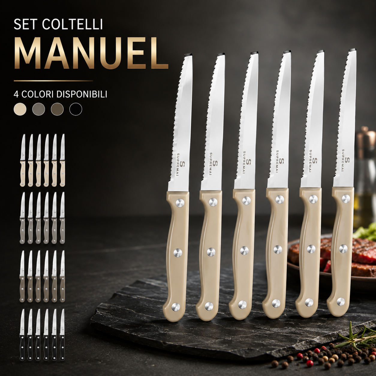  set posate e coltelli da tavola e cucina vari modelli e colori set 4, 6 e 18 pezzi con forchette, cucchiai e coltelli - foto 2