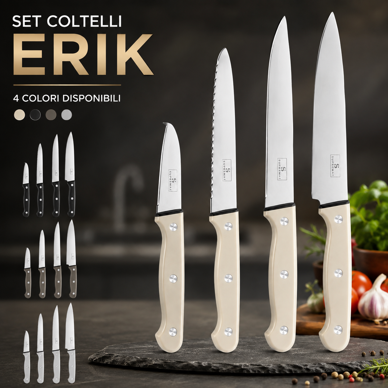  set posate e coltelli da tavola e cucina vari modelli e colori set 4, 6 e 18 pezzi con forchette, cucchiai e coltelli - foto 3
