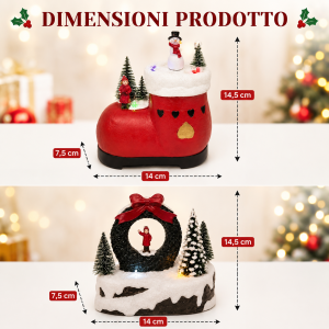 Piccola decorazione natalizia luminosa con movimento e melodia led paesaggio innevato h14